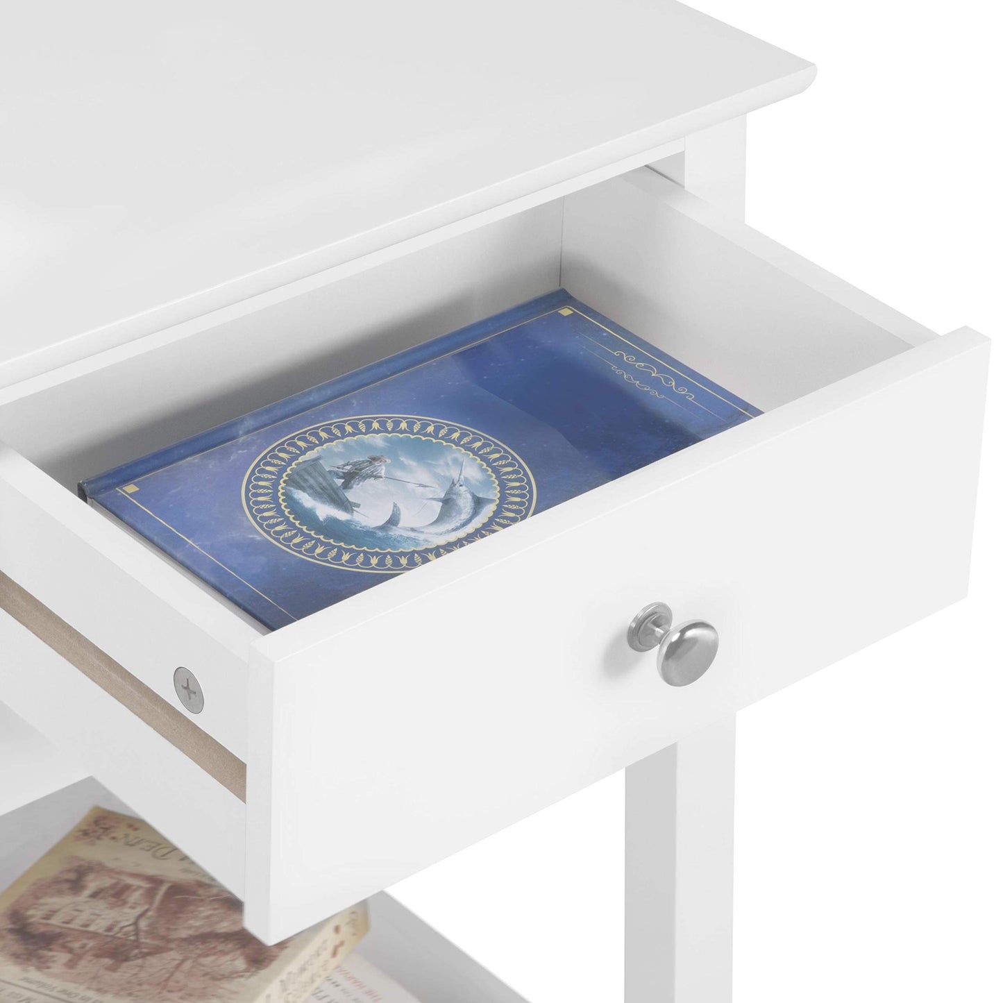 Yaheetech 2 Pack Nightstand Side End Table with Drawer and Shelf Modern Telephone Table Coffee Table made of MDF 40 x 30 x 61 cm, White