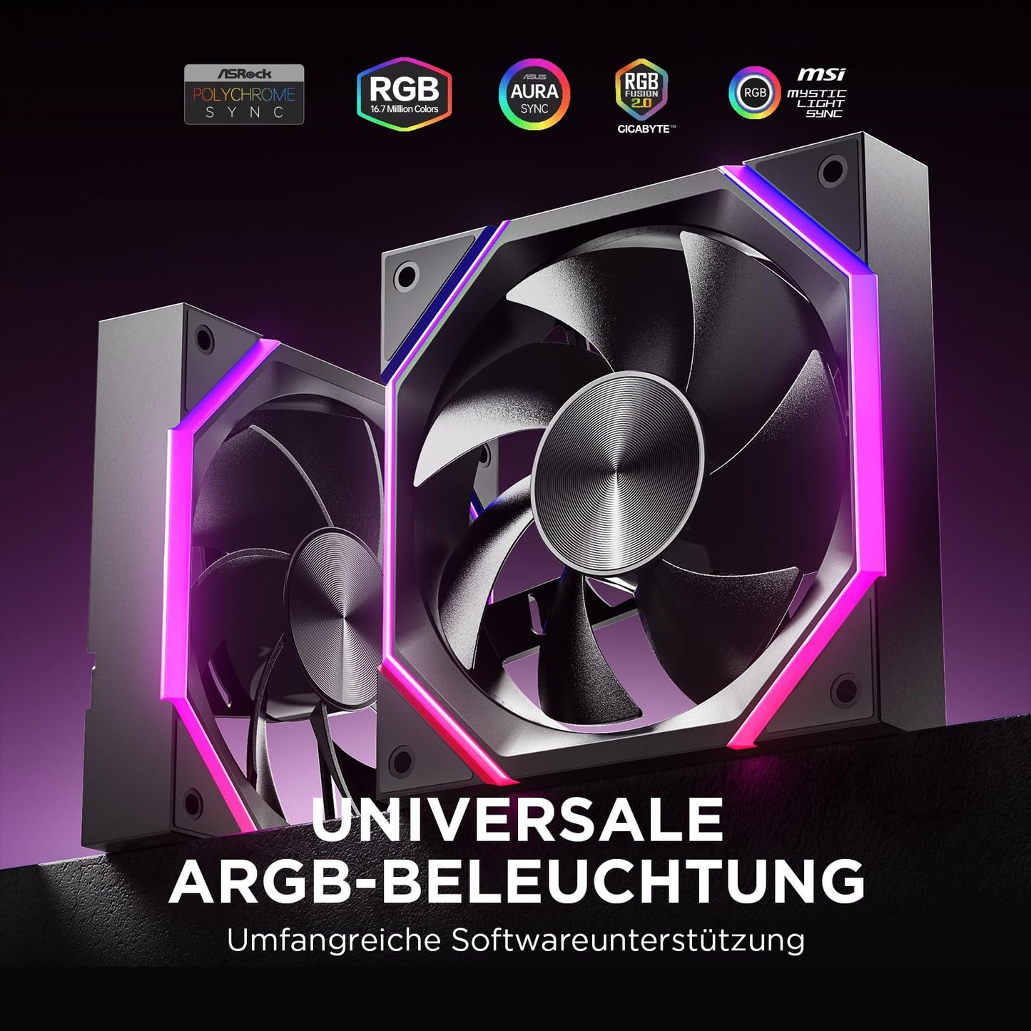 AsiaHorse RGB PC Fans 120MM Case Fans [3 Pack] [HDB] 61.5 CFM/2000 RPM/2.16 MMH2O ARGB Fans 5V3PIN ARGB and 12V4PIN PWM Fans, 50,000 Hours Lifespan Nyota-A12-Black