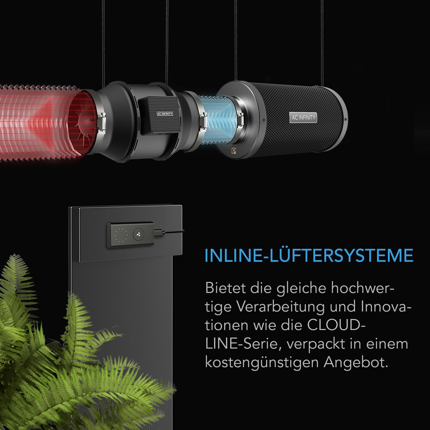AC Infinity Air Filter Set 150 mm - CLOUDLINE LITE Exhaust Fan with Activated Carbon Filter for grow tents, hydroponics, and indoor gardens.