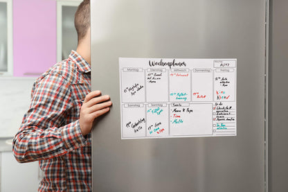 Clever Gadgets magnetic weekly planner + 3 whiteboard markers & eraser/ 38cm x 26cm/ wipeable/ fridge planner/ fitness planner/ magnet planner
