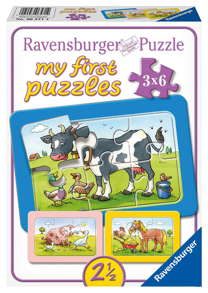 Ravensburger Children's Puzzle - 06954 At Work & Children's Puzzle - 06571 Good Animal Friends - My First Puzzle with 3x6 pieces - Puzzle for children aged 2.5 years and up.