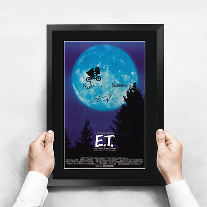HWC Trading E.T. The Extra-Terrestrial A3 Framed Signed Printed Autographs Picture Display Gift For Henry Thomas Dee Wallace Steven Spielberg Movie Fans