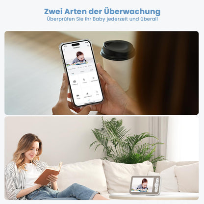 ieGeek Baby Monitor with 2 Camera [2K/3MP, 5 Inch] WiFi Video Baby Monitor PTZ 355°, IR Night Vision, Automatic Tracking, Cry/Motion/Sound Detection, supports Mobile App Control.