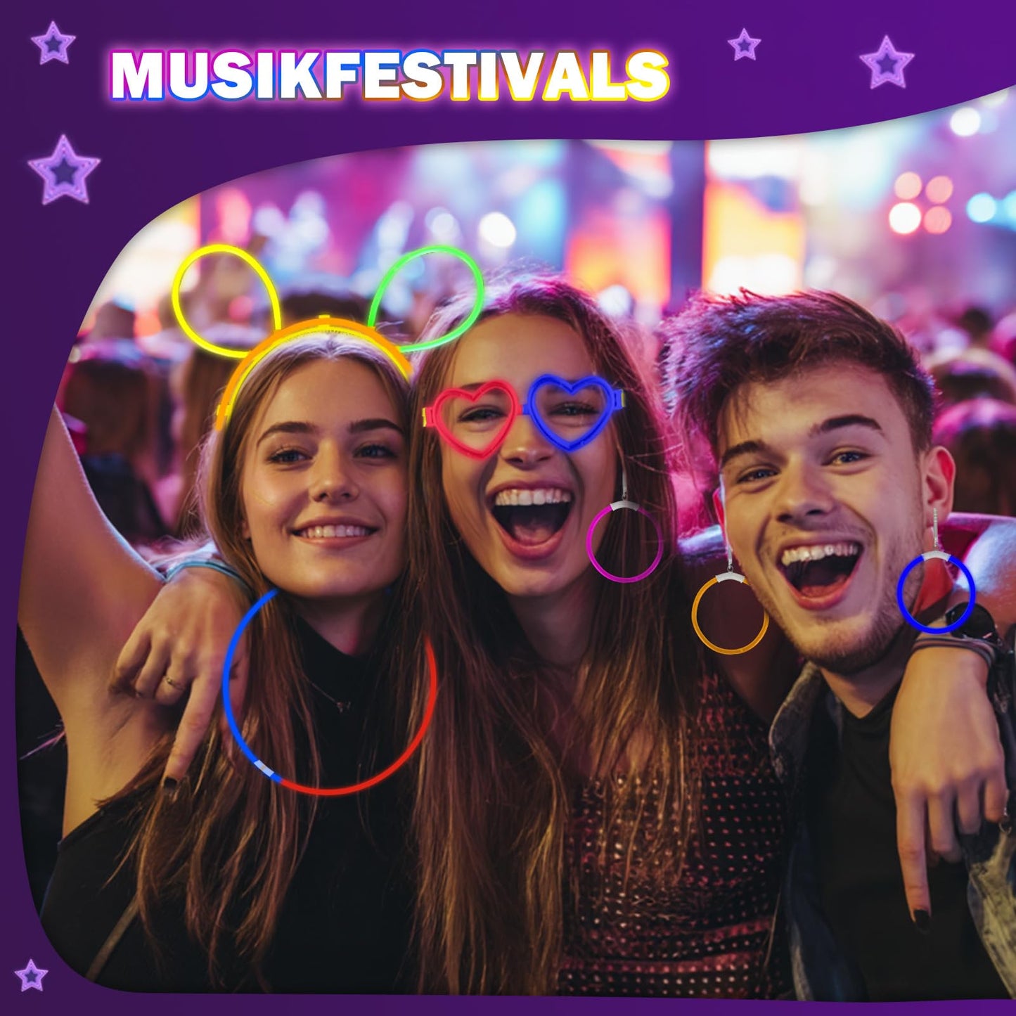 Millegu Glow Sticks Party Set, 200 glow sticks 252 connectors, neon glow stick necklaces and glow glasses for kids, decorations for festivals weddings Christmas party New Year's Eve decor 2025