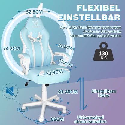 JOYFLY Gaming Chair Cute Computer Chair with Lumbar Support, with Bunny Ears Ergonomic Racing Office Chair Height Adjustable Gamer Chair for Girls (Light Blue)