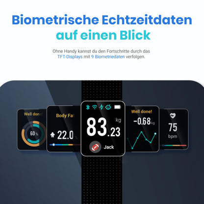 Etekcity body fat scale with large display, measures body fat and muscle mass, accurate bathroom scale with heart rate, unlimited user profiles in the app, WiFi & Bluetooth, USB charging