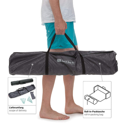 qeedo Quick Bay Pro beach tent with UV protection (UV80) beach shelter, Quick-Up system - Warmgrey