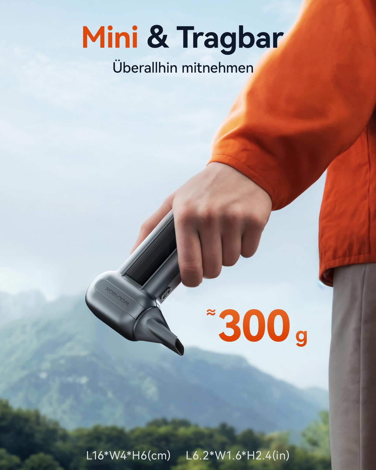 WOLFBOX MF100 Electric Air Duster - 150000RPM Super Power Cordless Air Duster, rechargeable air blower, 3-speed adjustable mini blower, dust blower for computer, keyboard, outdoor, home, and car.
