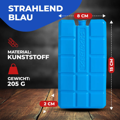 Take 96 pieces of cooling elements each with 200 ml for cooler bags or cool boxes up to 12 hours of cooling.