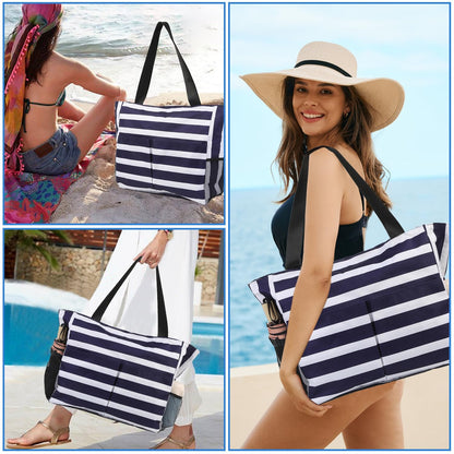 TAHAVICE zipper beach bag for women, large beach bag xxl for family, waterproof ladies' beach bag, beach bag tote for beach trips pool gym.