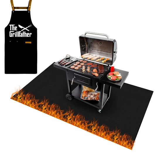 Grill mat for gas grill floor protection 160 x 130 cm | Fire and dirt repellent | Grill base floor mat | Grill carpet outdoor | Grill base floor | Grill mat for gas grill