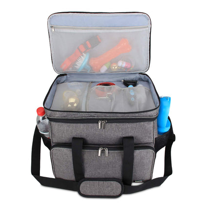Teamoy travel bag for dog gear, perfect for carrying pet food, treats, toys, and other essentials. Great for travel, camping, or day trips. (Large, gray)