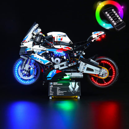 LocoLee LED light set compatible with LEGO BMW M 1000 RR, decoration LED lighting set compatible with LEGO 42130 Technic BMW light kit, lights only - SE version (remote control version)