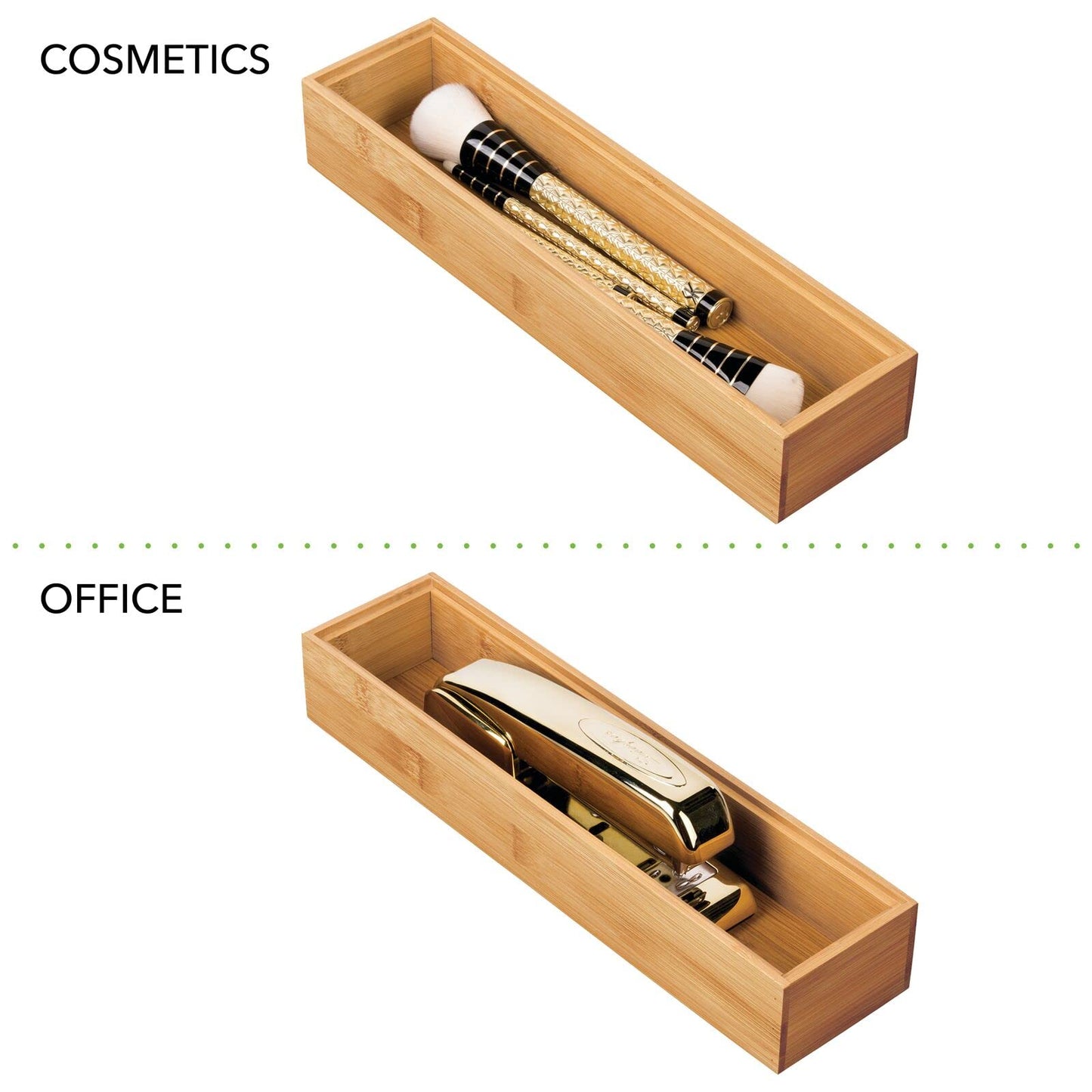 mDesgn 6-piece Desk and Bathroom Storage Box Set - rectangular drawer box made of bamboo - high-quality desk organizer for office supplies and craft supplies - natural color