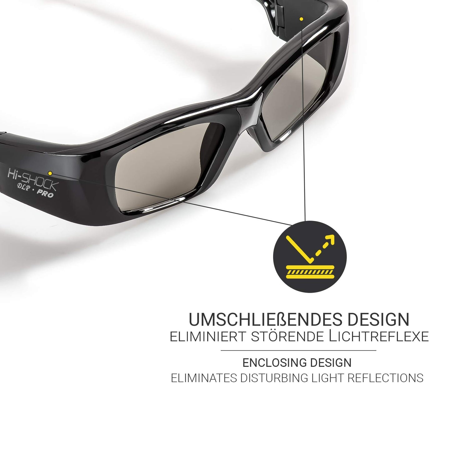 2X Hi-Shock DLP Pro 7G Black Diamond | DLP Link 3D glasses for all DLP 3D projectors | Compatible with Optoma, Ace, Benq, Vivitec, Viewsonic, LG [Latest Gen. | Shutter glasses | 96-144 Hz | 39g | Rechargeable battery]
