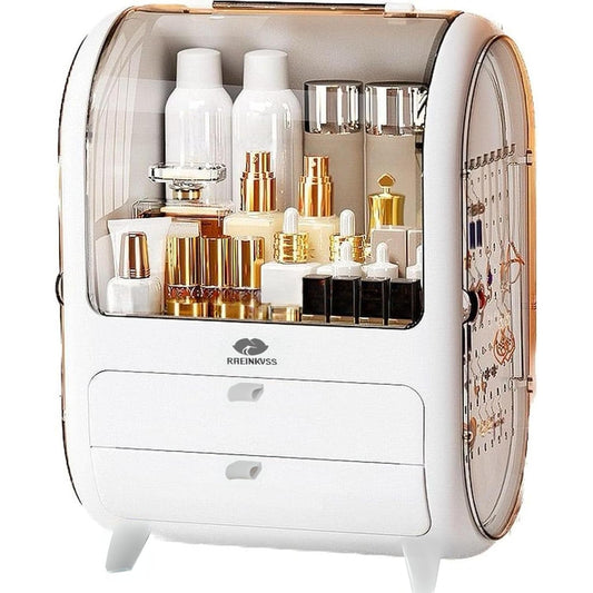 Rhinekiss Makeup Organizer with Drawers, waterproof & dustproof, Cosmetic Organizer Vanity Makeup Storage Bathroom Makeup Perfume Nail Polish Beauty Accessories Bathroom Organize.