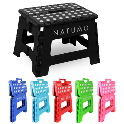 NATUMO® Folding Step Stool for Kids, Lightweight and Non-Slip Children's Stool for Bathroom & Toilet, Foldable Step for Bathrooms, Kitchen, and Garden, 22cm (Black)
