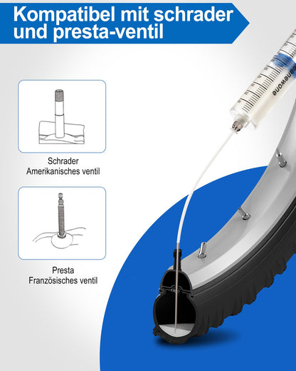 Beanewone tubeless sealant, 500ml tubeless milk and tubeless syringe for direct injection of long-lasting sealant into MTB and road bike tires.