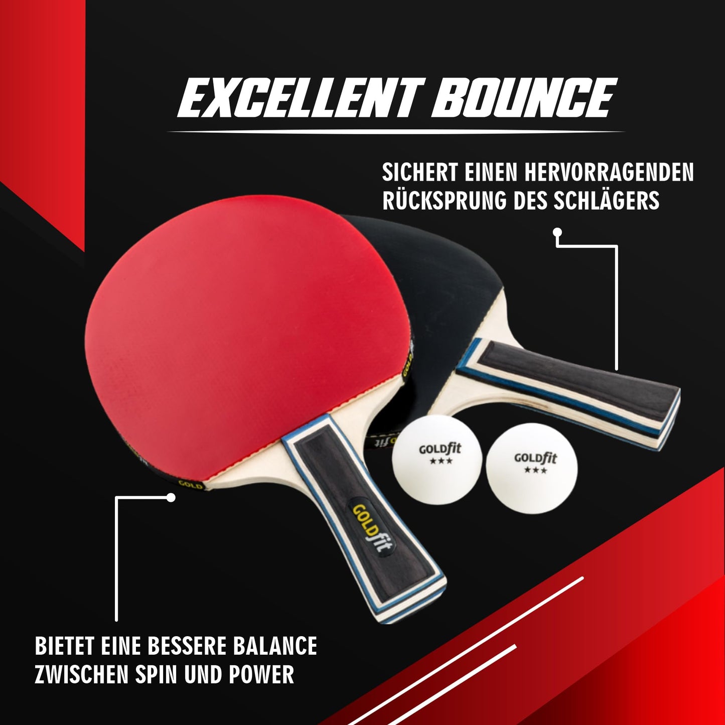 Table tennis racket set 2-pack, Ping Pong for beginners and pros, Outdoor table tennis set with 2 rackets + 3 balls, Table tennis paddles for leisure and competition, with protective cover.