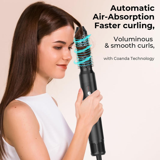 Airstyler 7 in 1, UKLISS 1400w Hair Styler Hot Air Brush, 30mm Air Curler, 3 Temperature Settings Hair Styler, Ion Blow Dryer Brush Set, for drying, curling, straightening hair.