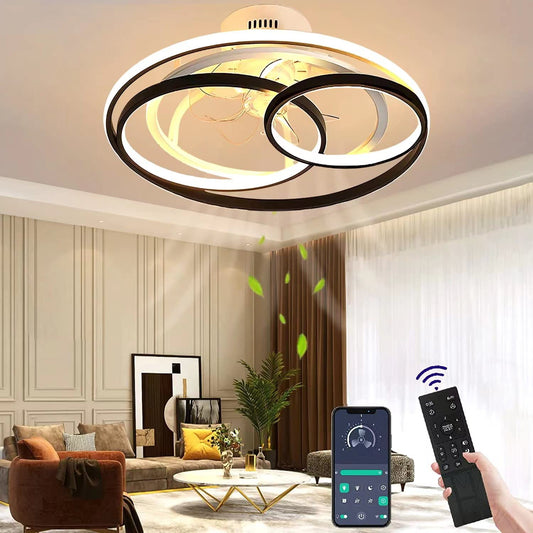 Wildcat ceiling fan with lighting, LED ceiling light with fan remote control Fan ceiling light Invisible Quiet ceiling lamp for dining room living room bedroom [Energy class F]