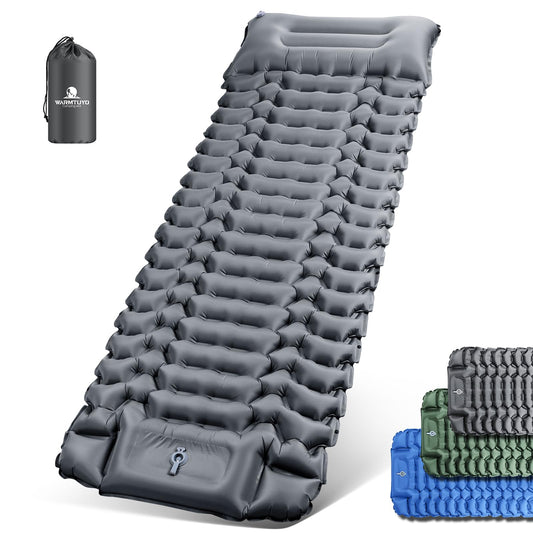 Self-Inflating Sleeping Pad, Ultralight Camping Inflatable Mattress with Foot Pump and Pillow, Foldable Waterproof Air Mattress Anti-Ripstop Sleeping Pad for Hiking, Beach, Camping.