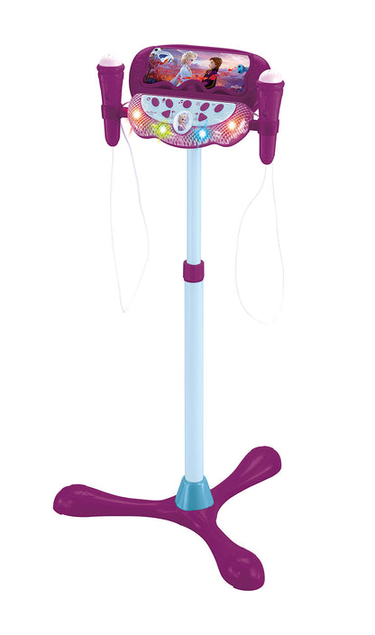 Lexibook, The Ice Queen, Illuminating Speaker on Stand for Kids, musical game, adjustable height, light effects, 2 microphones included, MP3 plug, Aux-in cable plug, purple, S160FZ.
