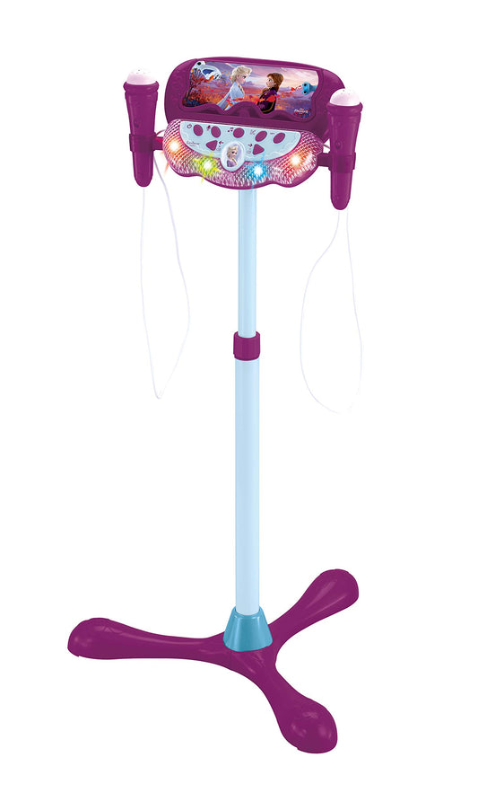 Lexibook, The Ice Queen, Illuminating Speaker on Stand for Kids, musical game, adjustable height, light effects, 2 microphones included, MP3 plug, Aux-in cable plug, purple, S160FZ.