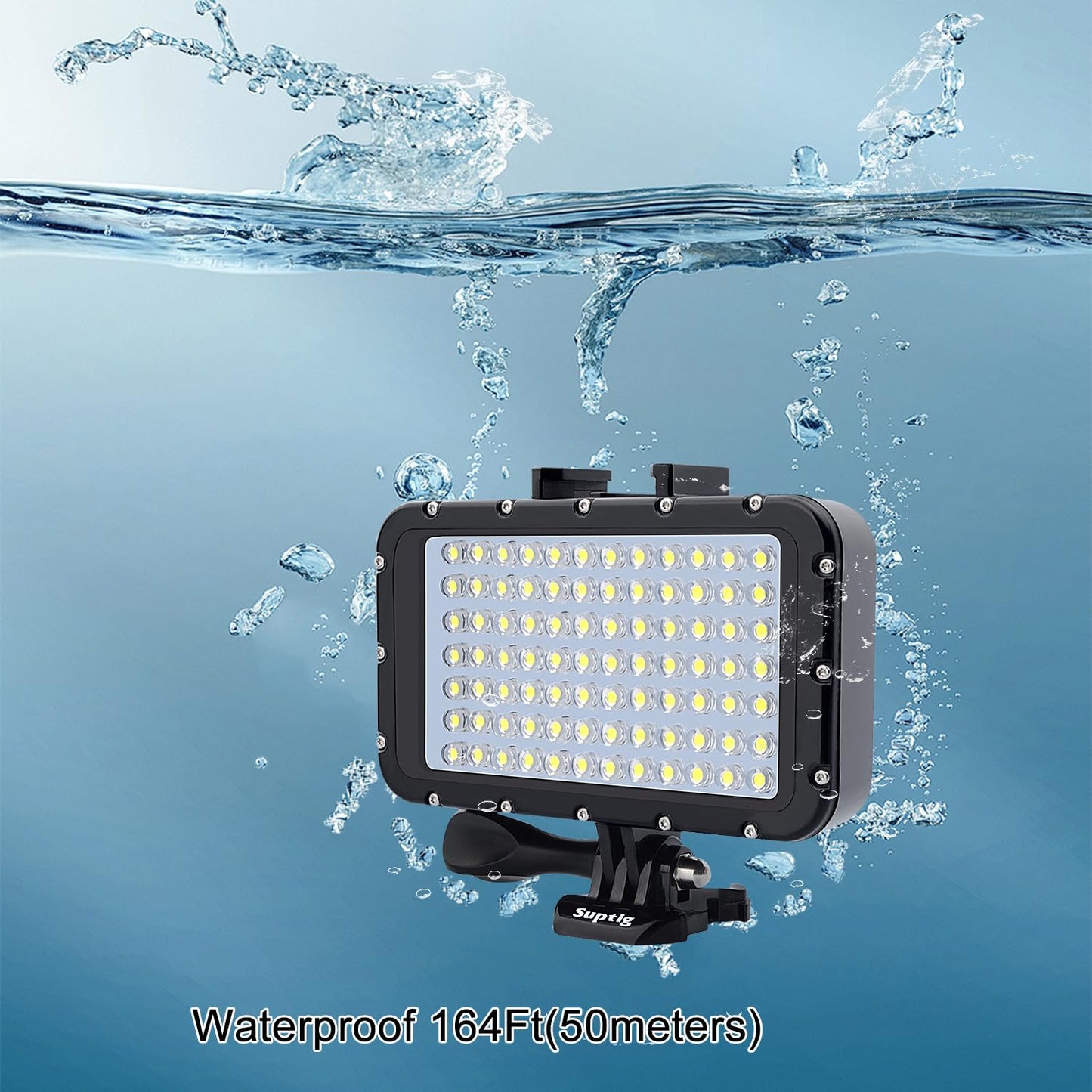 Underwater video light, waterproof lamp, dive light, 84 LEDs, waterproof up to 50m, compatible with DSLR cameras Gopro Canon, Nikon, Pentax, Panasonic, Sony, Samsung