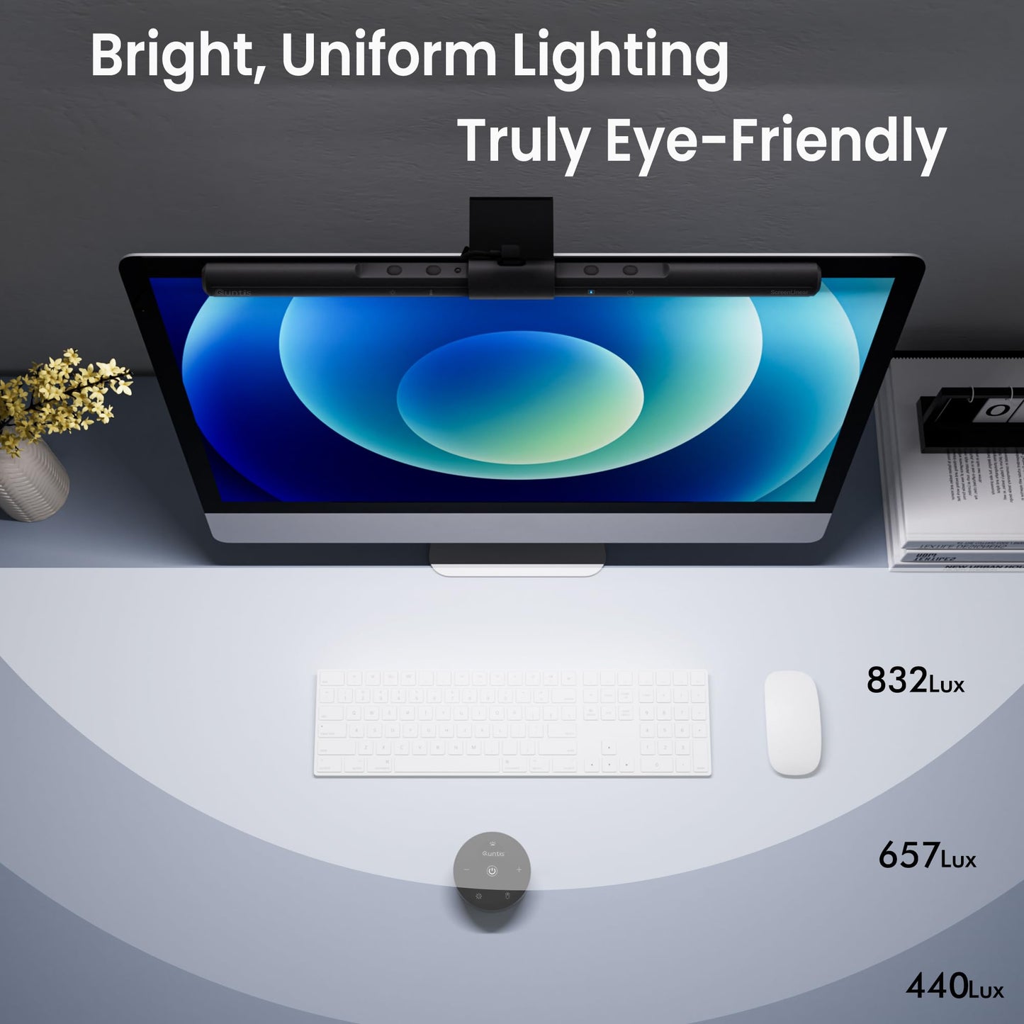 Quntis computer monitor lamp LED with remote control & touch control, 40cm monitor light bar with anti-blue light, screen lamp USB with auto-dimming, PC office lamp