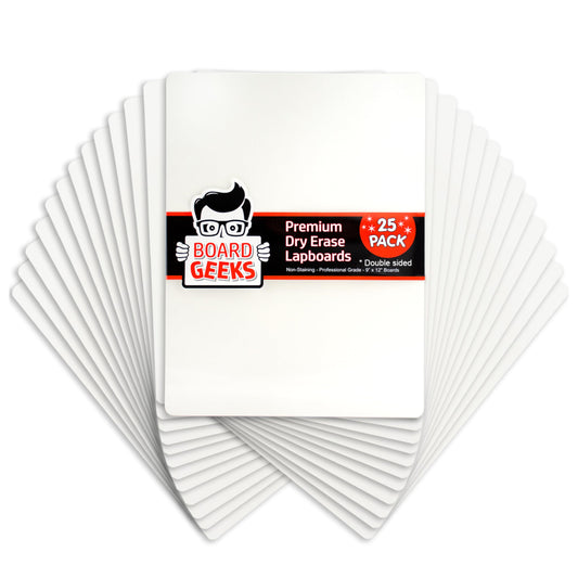 Board Geeks 25 Mini-Whiteboards Set - Double-sided boards for kids, teachers, and students - Whiteboard Set - 22x30 cm