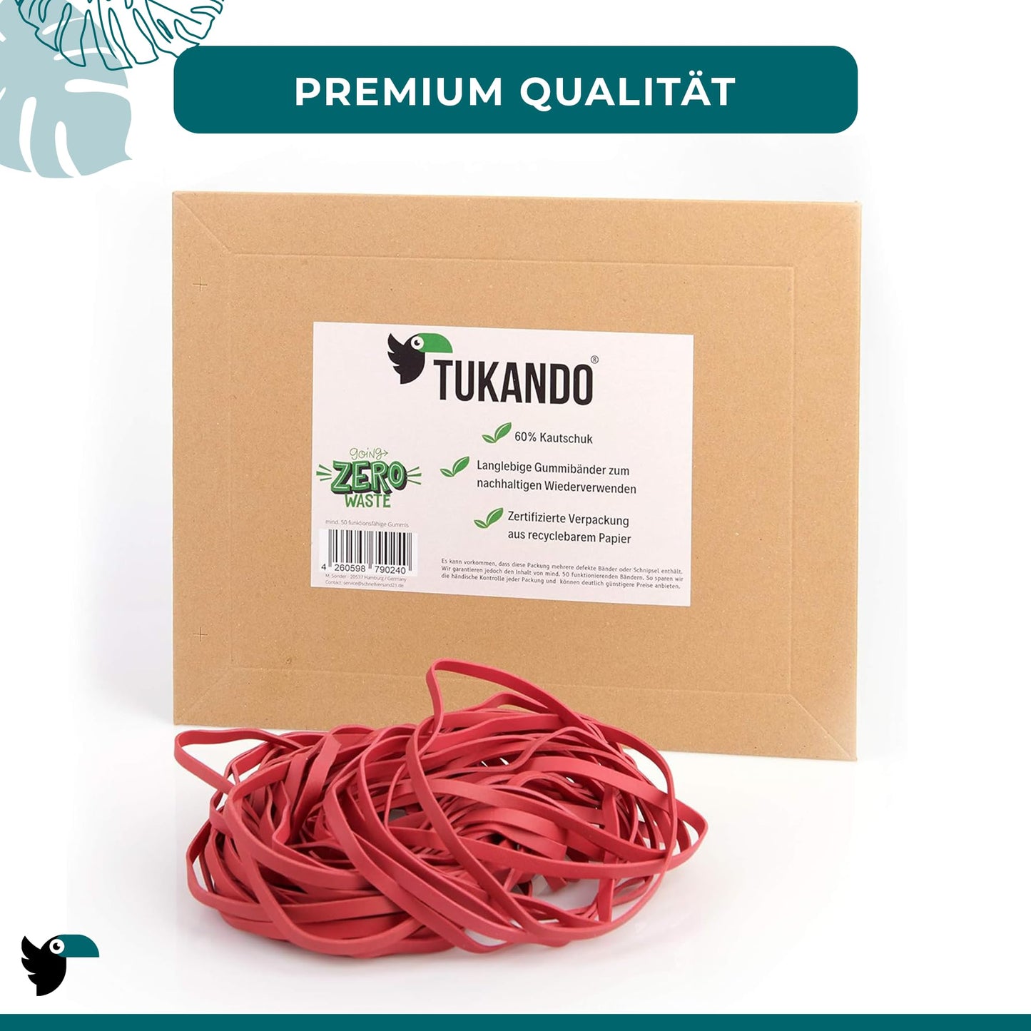 100 large rubber bands - 5mm wide, elastic & strong - made from natural rubber - reusable & durable - rubber rings for household, office & garden.