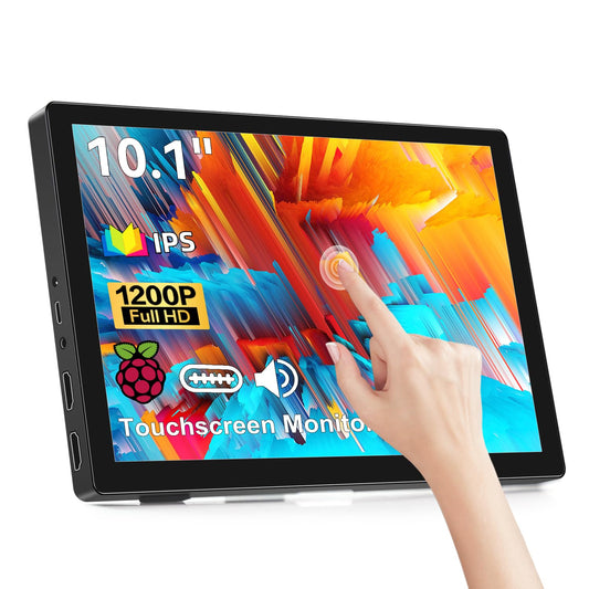 Portable Touchscreen Monitor, 10.1 inch portable touchscreen monitor with Full HD 1920x1200 IPS screen, HDMI USB-C external monitor for PC, laptop, computer, PS4, PS5, Xbox, Ras Pi.