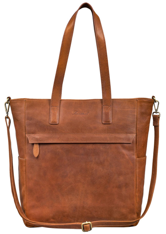 Benthill Shopper Women Leather Large - Leather bag with zipper - Shoulder bag made of genuine leather - Vintage handbag, Color: Brown