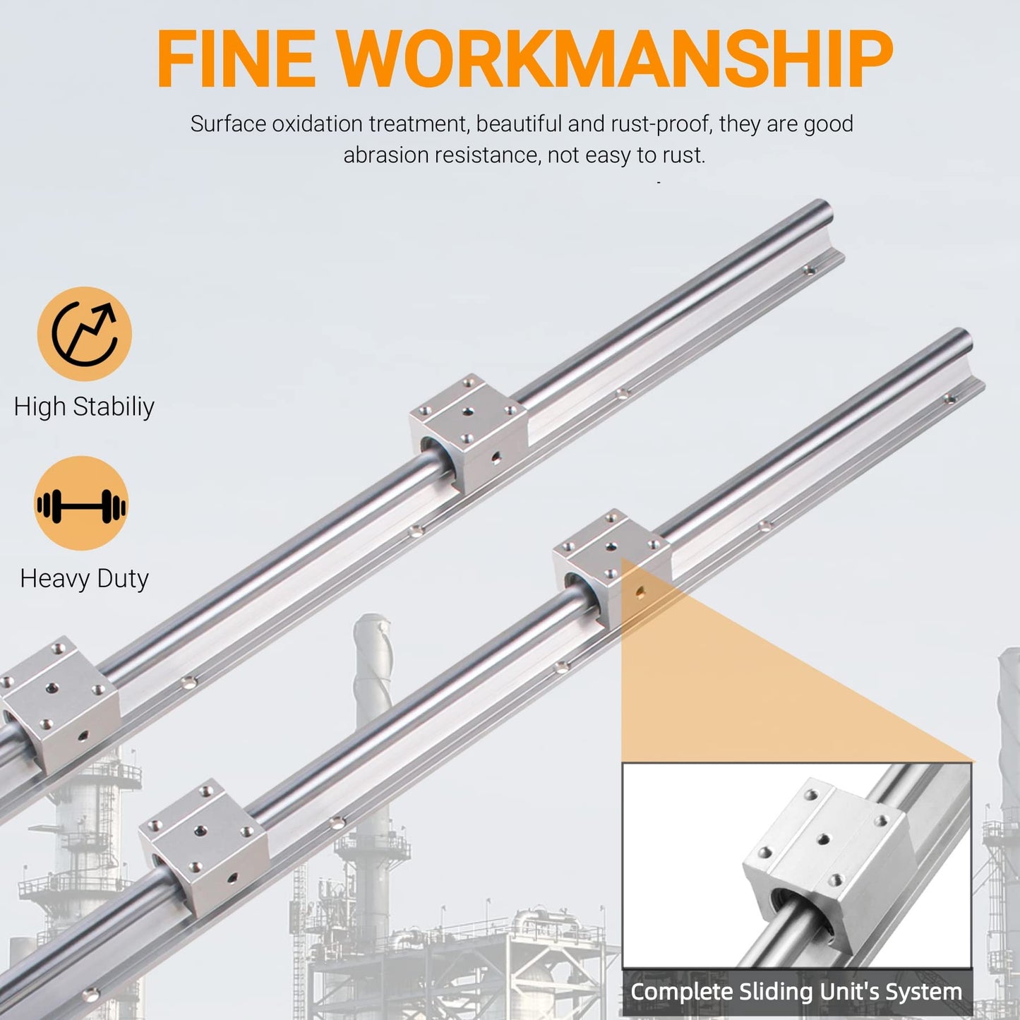 CNCYEAH 4 pieces Linear Guide Rail SBR20-1500mm Linear Bearing Slide Kit with 4 Linear Guide Shafts and 8 SBR20UU Bearing Blocks for 3D Printer CNC
