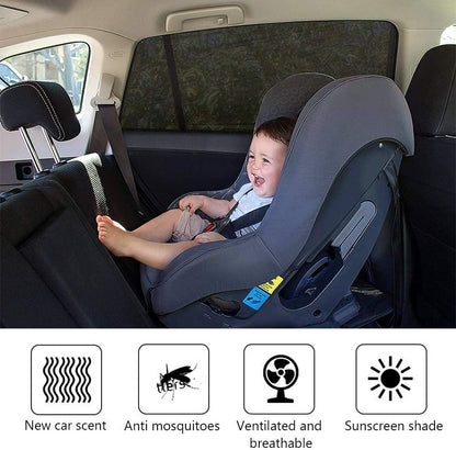 WIN.MAX Baby Car Sun Shade with Certified UV Protection, Universal Car Sun Shade Net, for Side Windows Mesh Material Protects Passengers, Children & Pets, 2 Pieces (XL), Passenger Car