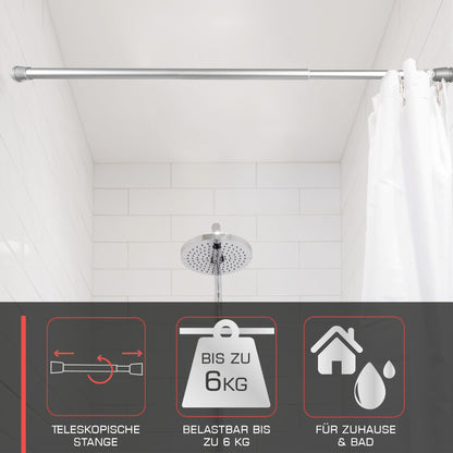 bomoe shower curtain rod without drilling 115-200 cm infinitely extendable - telescopic rod for clamping black tension rod without drilling non-slip clamping rod curtain rod without drilling - Neptune