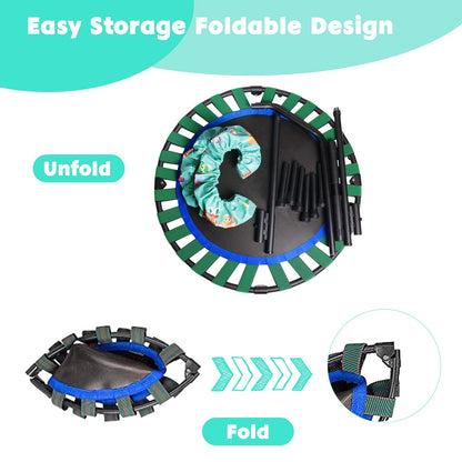 Trampoline for Kids Indoor Outdoor 91cm Small Mini Kids Trampoline Foldable without net Home Square Ground Trampoline for Indoors from 2 3 4 years Kids Green