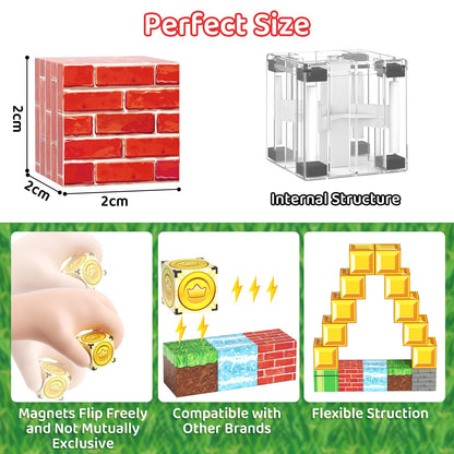 STEM MATCH Magnetic Building Blocks Travel Toy for Kids, Portable Iron Box Magnetic Building Blocks 35 PCS, Magnetic Construction Toy Travel Toy Gift for Kids aged 3+ years.