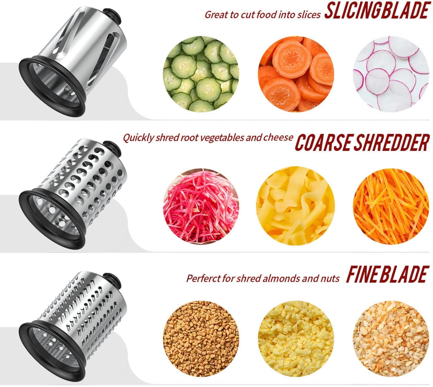 Vegetable slicer for KitchenAid stand mixer, slicer shredder attachment for KitchenAid accessory, vegetable slicer cheese grater set for KitchenAid accessory by GVODE.