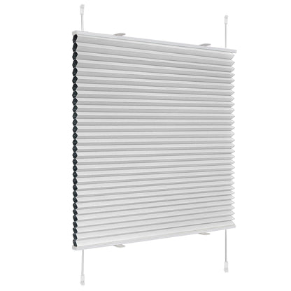 Deswell Pleated Blackout Clamping Fix Honeycomb Pleated Blind B40 x H110 cm Light Grey Thermo Pleated without drilling Foldable blind for windows & doors, 100% opaque, privacy & noise protection, thermal insulation Blackout Pleated