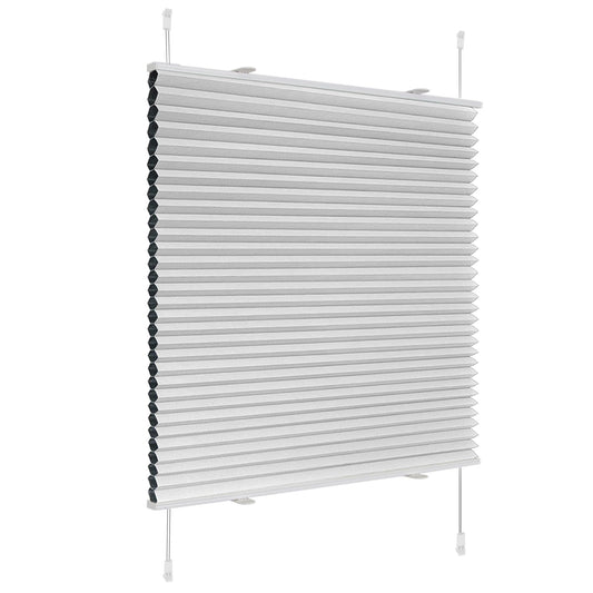 Deswell Pleated Blackout Clamping Fix Honeycomb Pleated Blind B40 x H110 cm Light Grey Thermo Pleated without drilling Foldable blind for windows & doors, 100% opaque, privacy & noise protection, thermal insulation Blackout Pleated