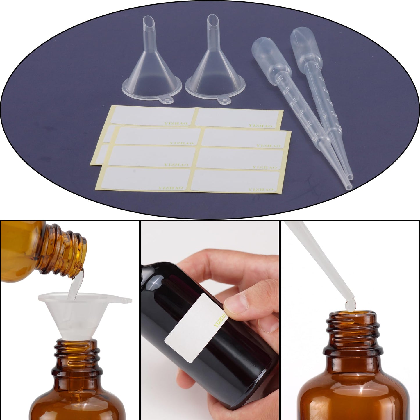 YIZHAO 30ml dropper bottle, amber glass apothecary bottle with dropper pipette, suitable for essential oils, perfume oils, aromatherapy, fragrances, liquids - 12pcs.