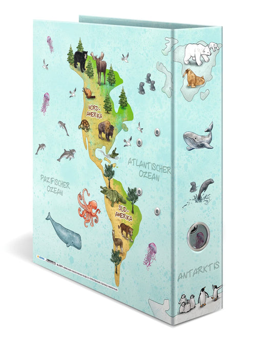 HERMA A4 World Map Set of 10 folders, 7 cm wide, ring binders with kindergarten motifs, colorful files with interior print for boys, girls, and children.