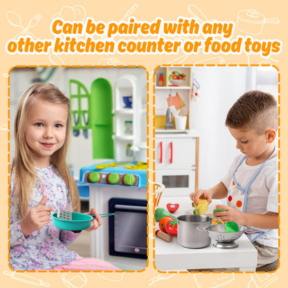 Veitch fairytales children mud kitchen accessories outdoor children's dinnerware pots play kitchen kids kitchen dishes play pots kitchen accessories pot set kitchen toys cooking utensils role play gifts (green)