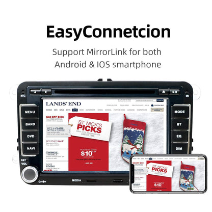 JOYX Wince 6.0 car radio fits VW Passat/Golf/Skoda/Seat - GPS 2 Din - Free rear camera Canbus - 7-inch - Supports Bluetooth USB CD/DVD steering wheel control RDS - With 8GB map card.