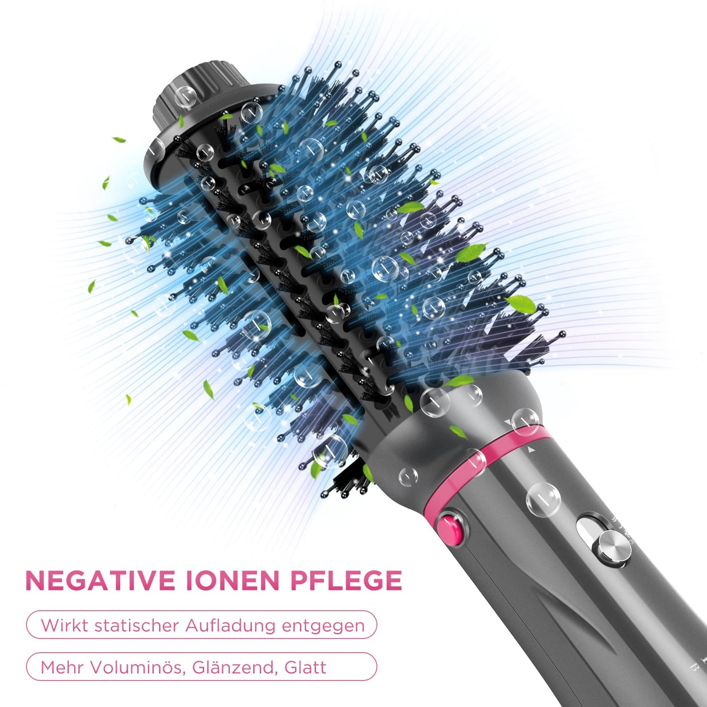 4 IN 1 Hair Dryer Hot Air Brush Set, PARWIN PRO BEAUTY Styler Set, Blow Dryer Brush with 4 Attachments for Drying, Smoothing, Volume, and Styling, Ion Care, 1000 Watt