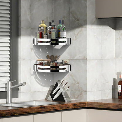 Strength Enemy Shower Caddy No Drilling, Shower Corner Shelf, Shower Caddy with 4 Hooks, Stainless Steel Shower Caddy for Bathroom Kitchen (2 Pack, Silver)