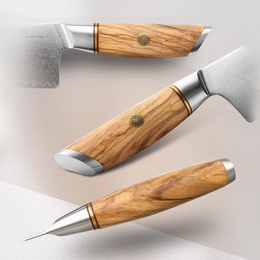 XINZUO 21.2cm chef's knife 73 layers damascus powder steel, professional gyuto knife, hand-forged sharp blade kitchen knife-with ergonomic olive wood handle - Lan Series