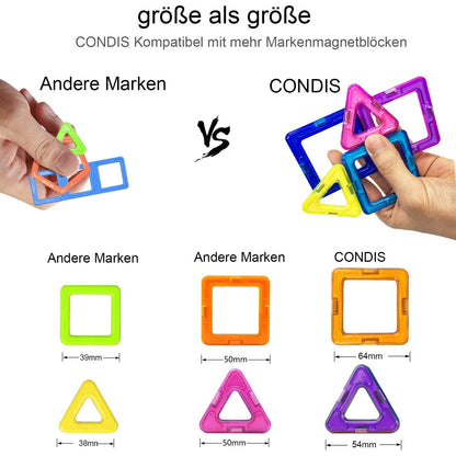 CONDIS Magnetic Building Blocks 120 Pieces, Magnetic Toy Magnets Children Magnet Building Blocks Magnet Toy Magnetic Games for Gift from 3 4 5 6 7 8 Years Boys Girls Building Blocks Kids Toys